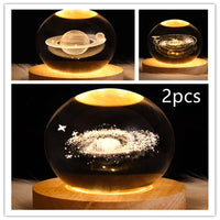 3D galaxy crystal ball LED night light
