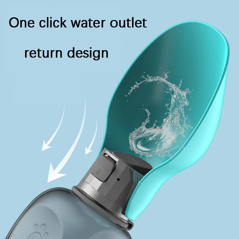 Portable 800ml dog water bottle.