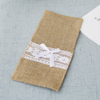 Burlap tableware bag