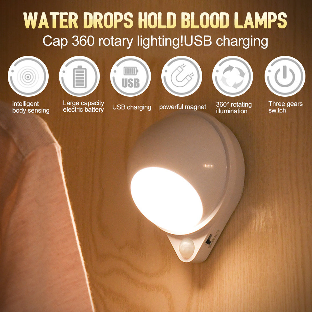 360° Rotating Water Drop Night Light