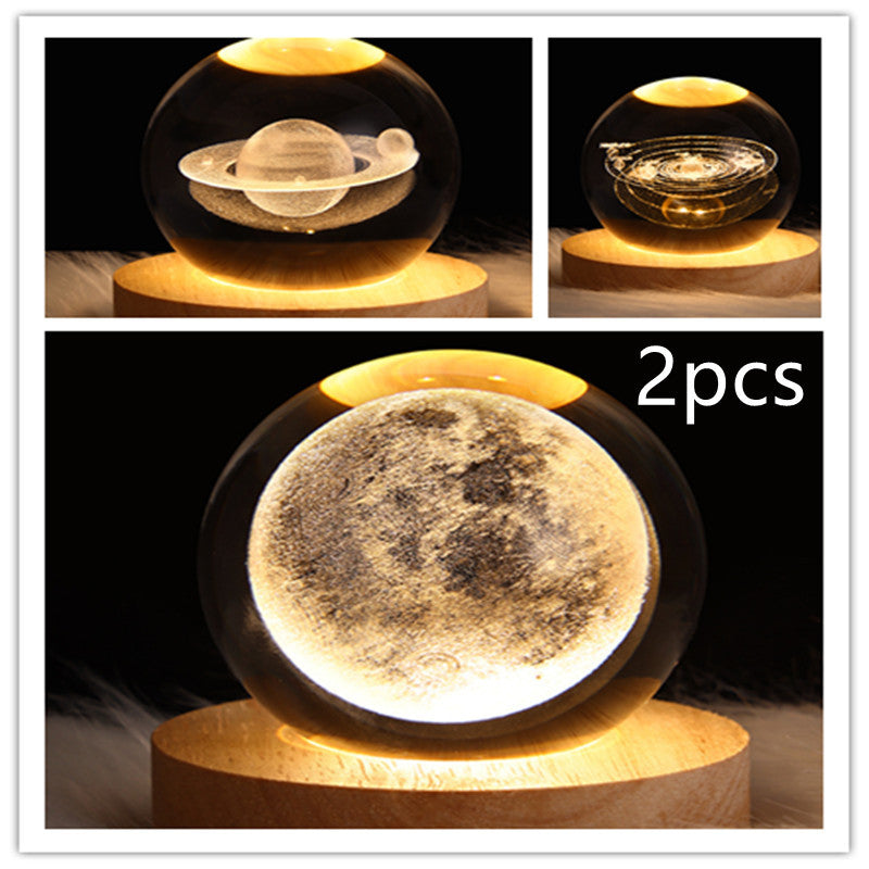 3D galaxy crystal ball LED night light