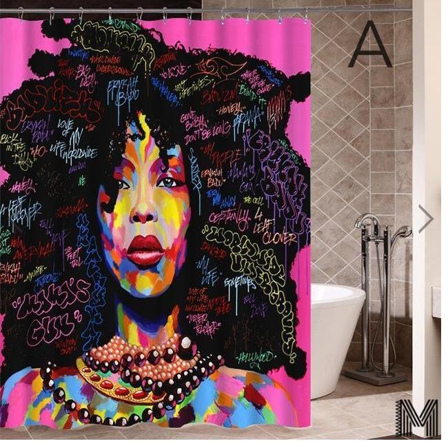 African Girl Graffiti Shower Curtain