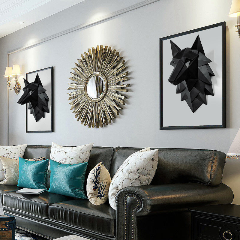 3D Abstract Wolf Head Sculpture, Handmade Resin Art for Wall Decor.