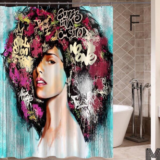 African Girl Graffiti Shower Curtain