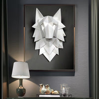 3D Abstract Wolf Head Sculpture, Handmade Resin Art for Wall Decor.