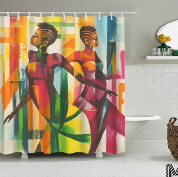 African Girl Graffiti Shower Curtain