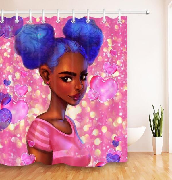 African Girl Graffiti Shower Curtain