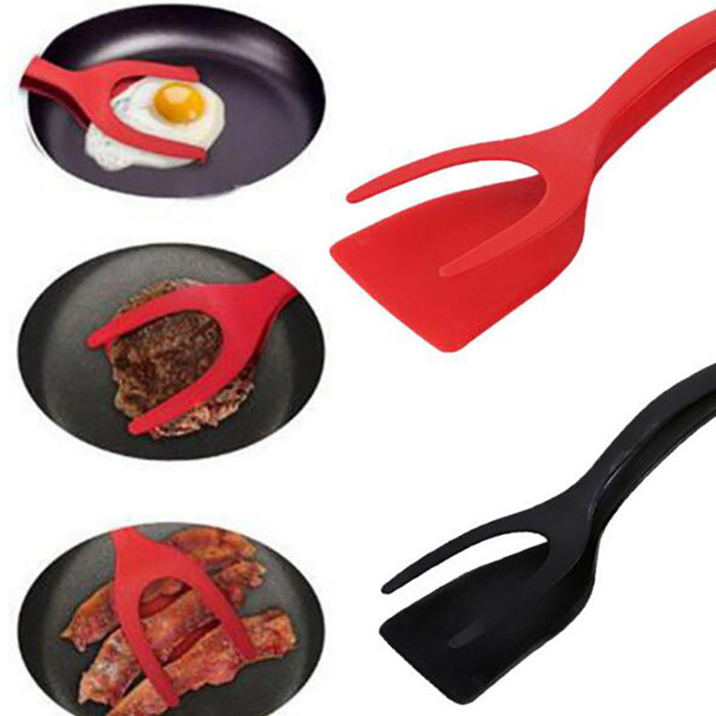 2-in-1 grip and flip egg spatula tongs