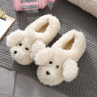 Winter warm dog plush slippers for women.