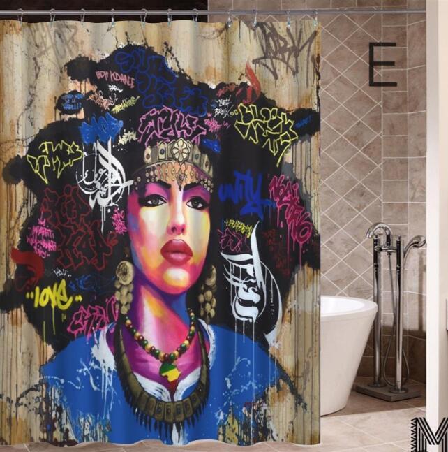 African Girl Graffiti Shower Curtain