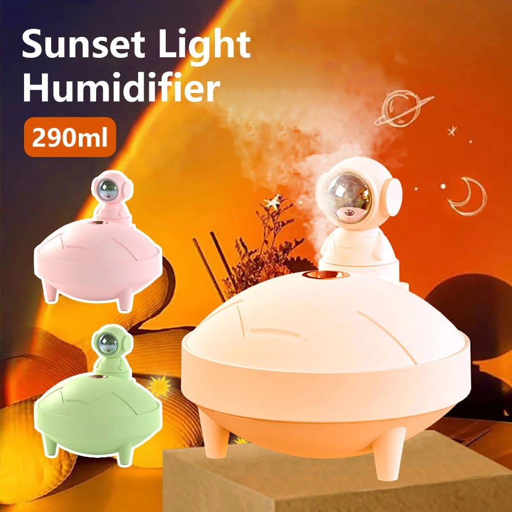 Astronaut Sunset Lamp Humidifier, 360° Rotating, USB Charging