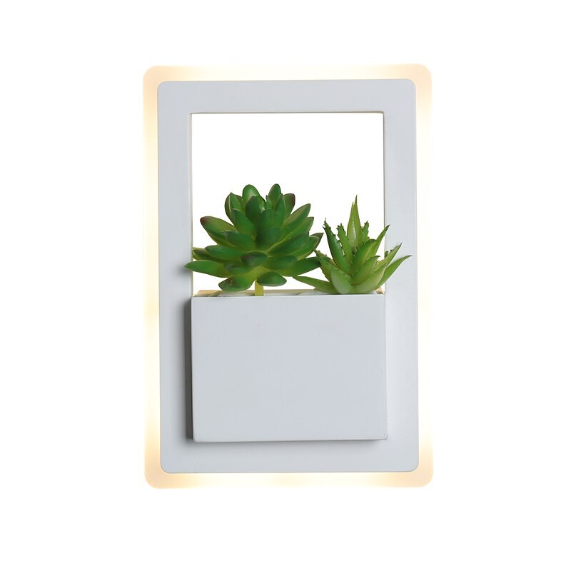 Modern White LED Wall Lamp with Plant Design