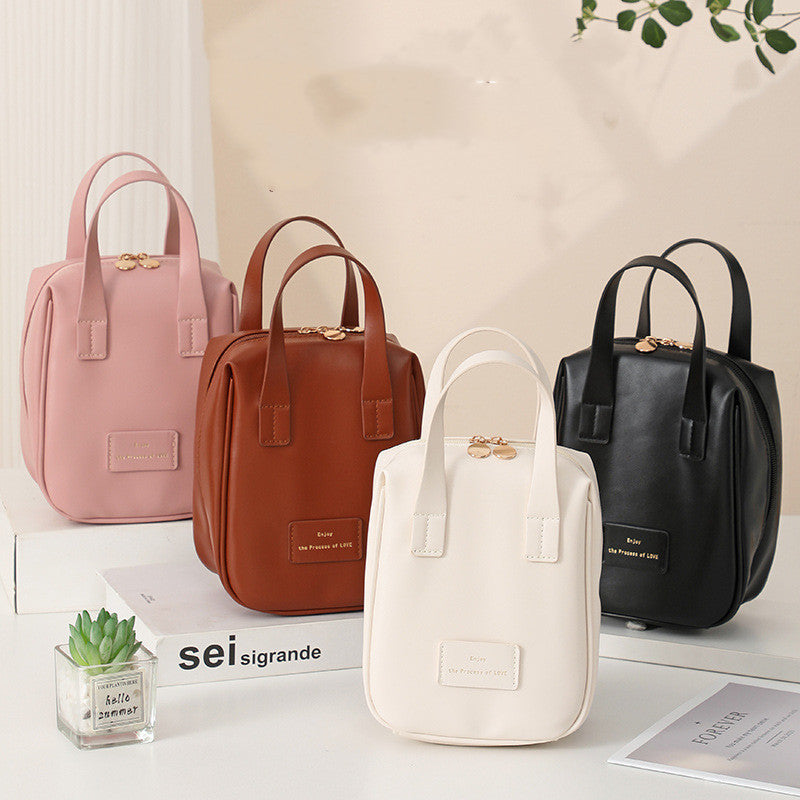 Shell-Shaped Handle-Top Travel Cosmetic Bag
