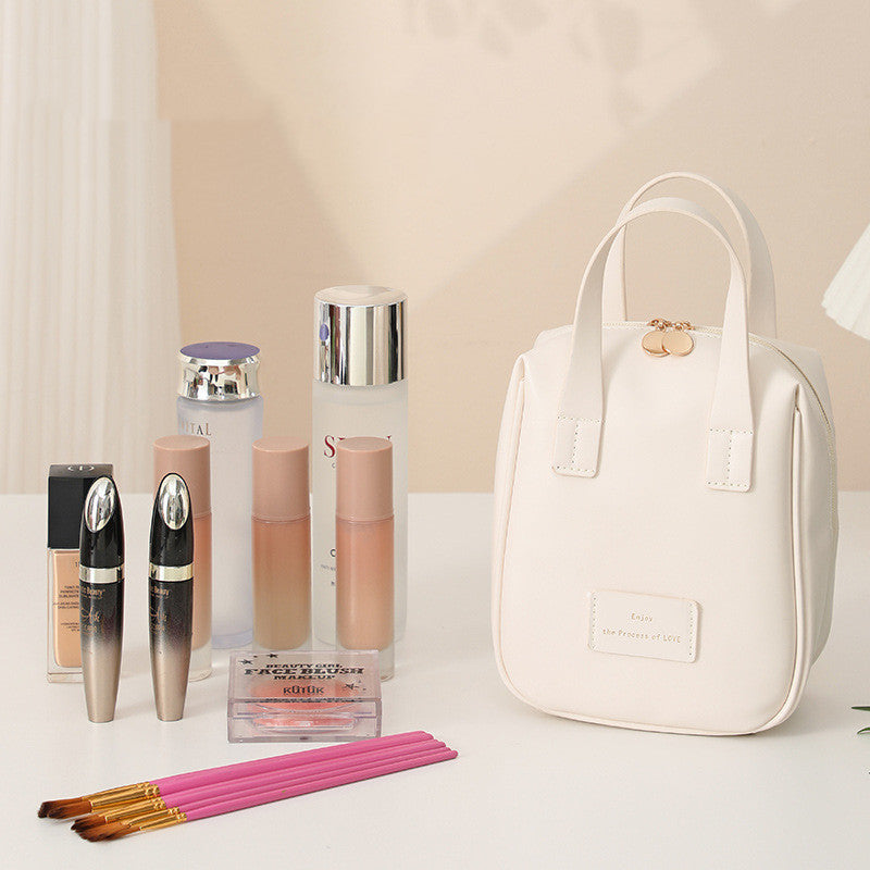 Shell-Shaped Handle-Top Travel Cosmetic Bag
