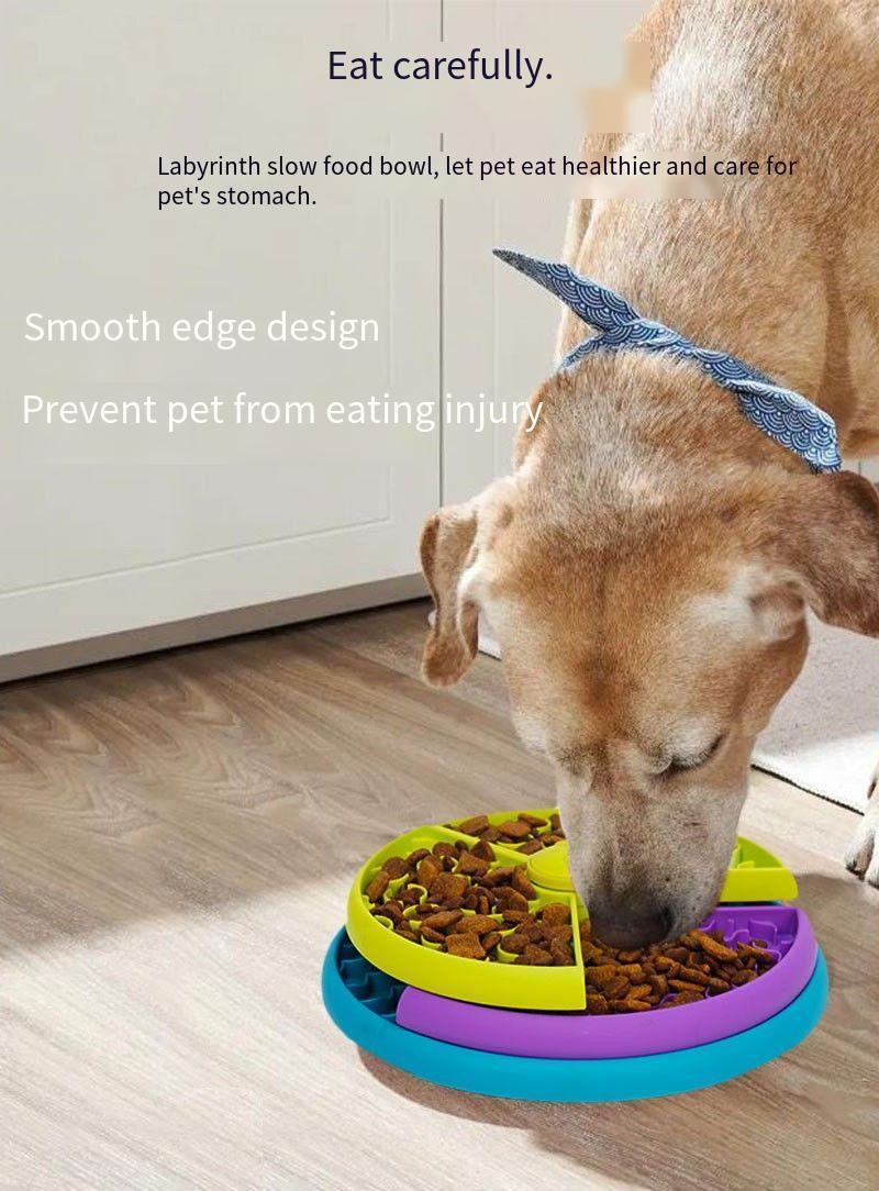 Rotating slow feeder pet bowl.