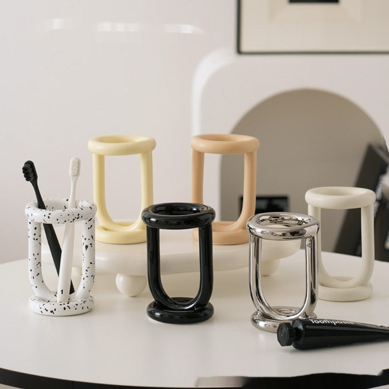 Creative Ceramic Bathroom Toothbrush Shelf.