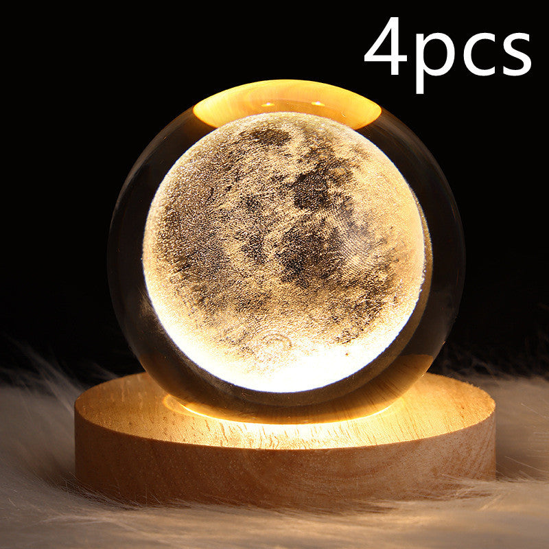 3D galaxy crystal ball LED night light