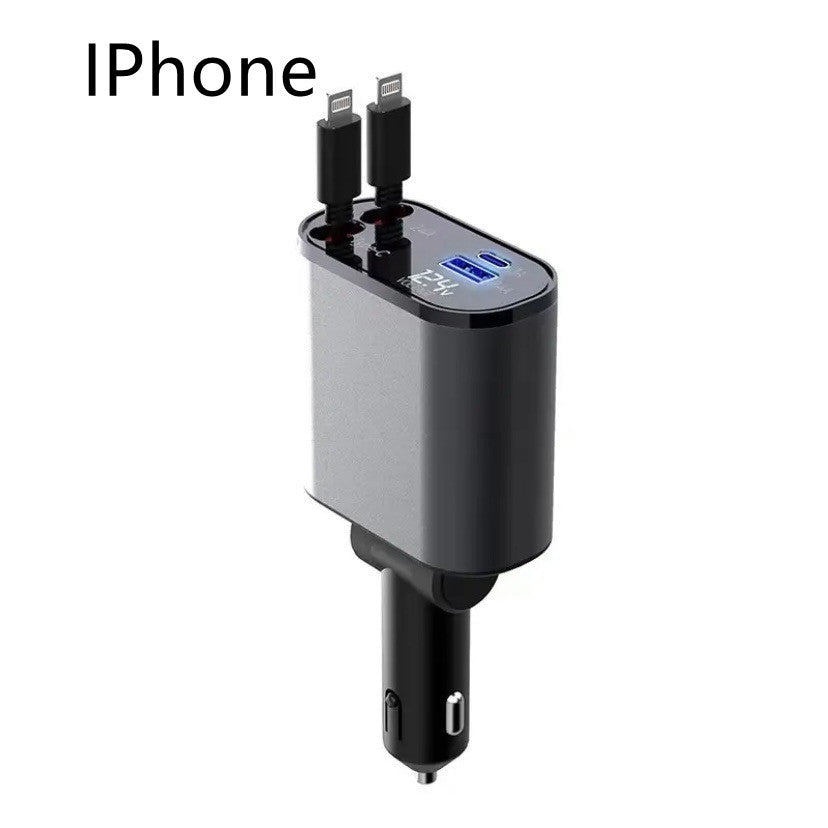 100W Super Fast Car Charger: USB and Type-C Adapter