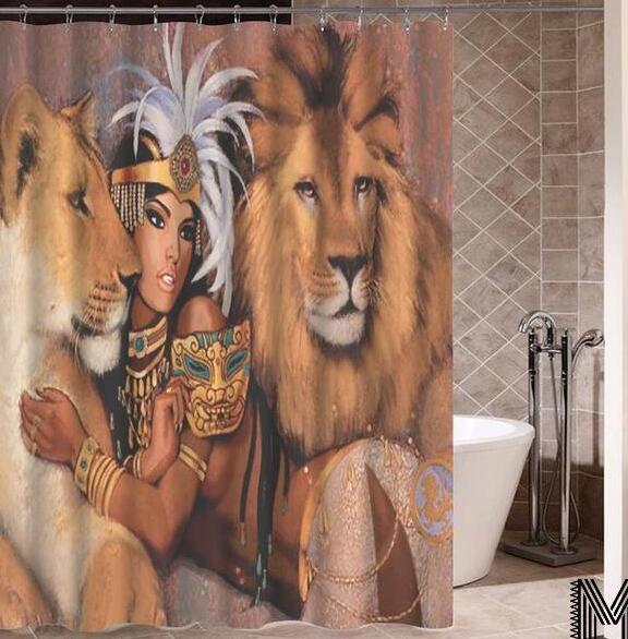 African Girl Graffiti Shower Curtain