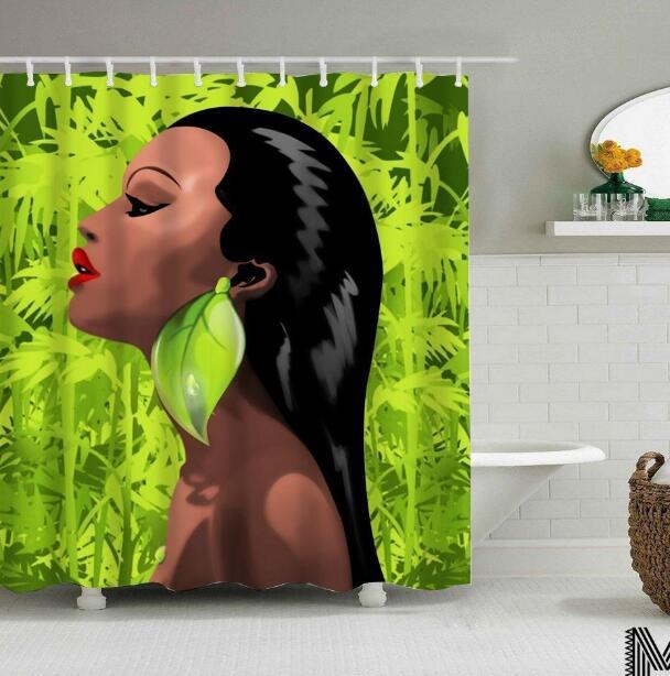 African Girl Graffiti Shower Curtain