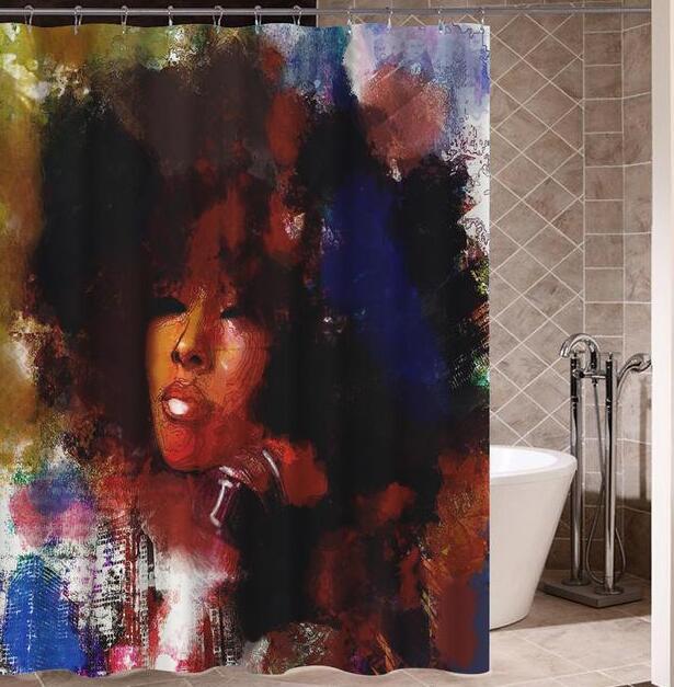 African Girl Graffiti Shower Curtain