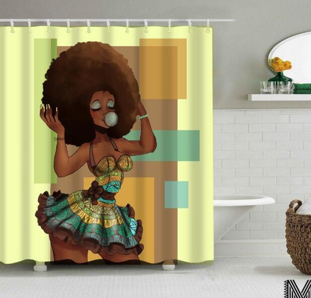 African Girl Graffiti Shower Curtain