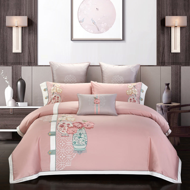 Embroidered Cotton Four-Piece Bedding Set