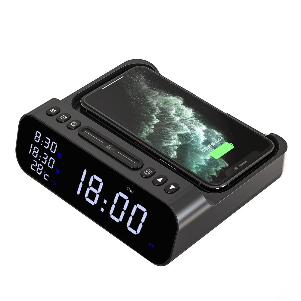 3-in-1 Wireless Charger with Temperature Tester and Multi-Alarm Clock