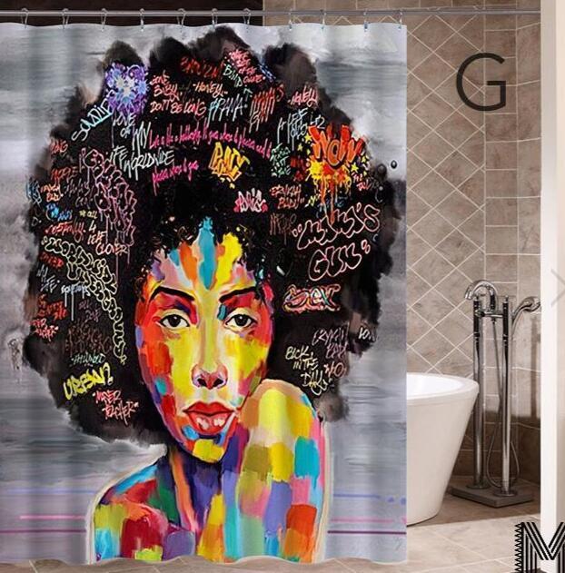 African Girl Graffiti Shower Curtain