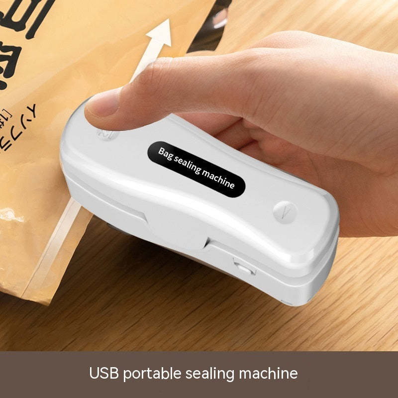 Rechargeable mini USB sealing machine.