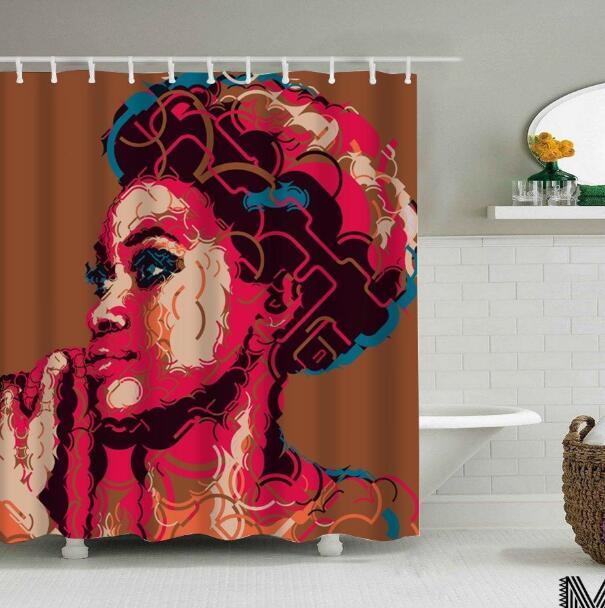 African Girl Graffiti Shower Curtain