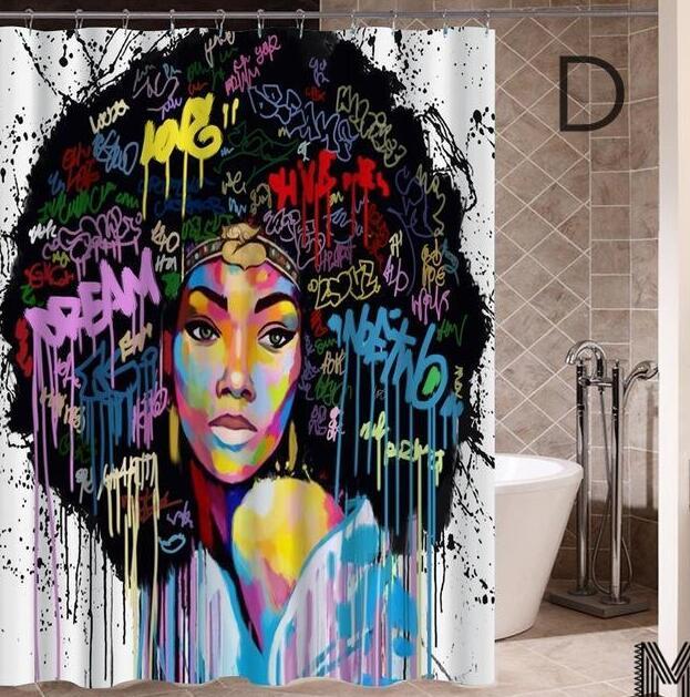 African Girl Graffiti Shower Curtain