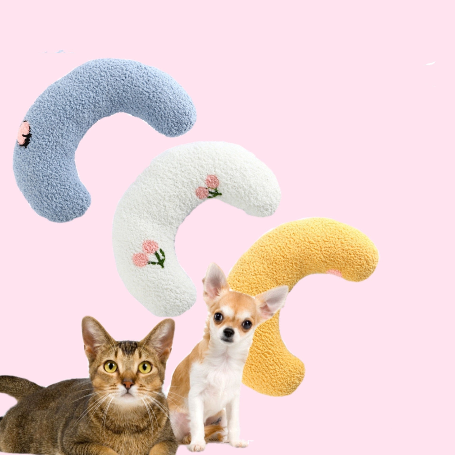 U-shaped fashion pillow for cats.