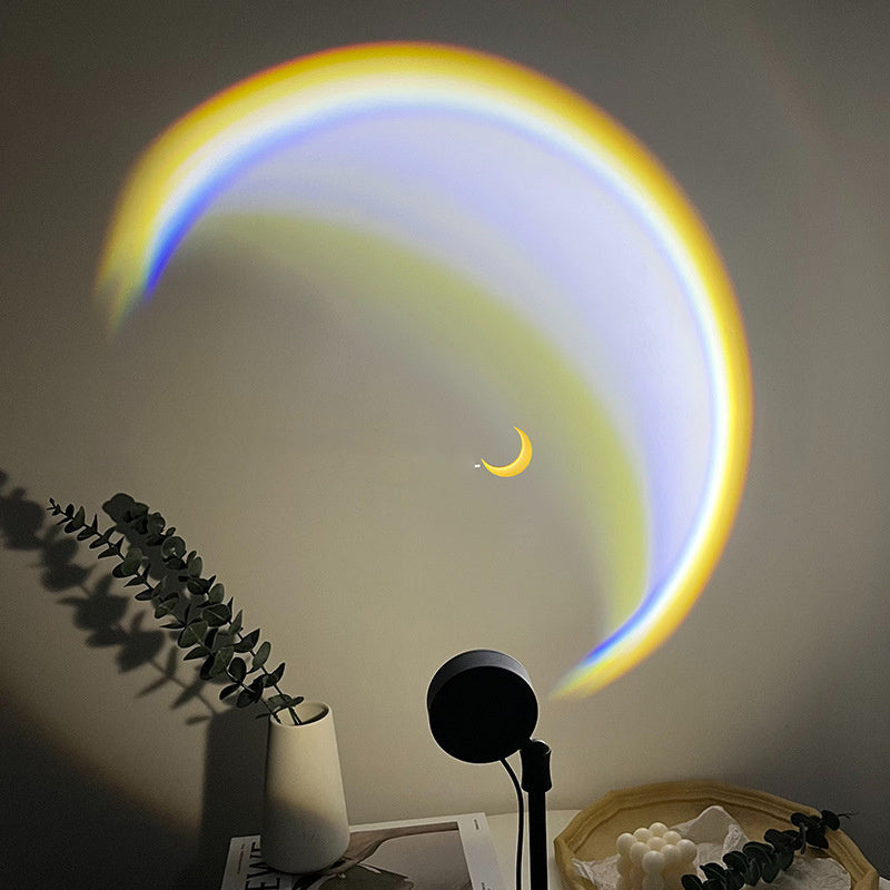 USB Moon and Sunset Lamp with LED Rainbow Projector