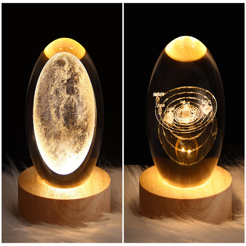 3D galaxy crystal ball LED night light