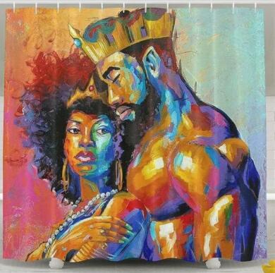 African Girl Graffiti Shower Curtain