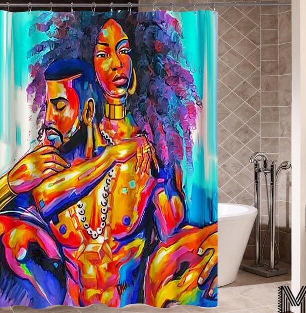 African Girl Graffiti Shower Curtain