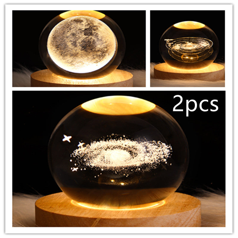 3D galaxy crystal ball LED night light