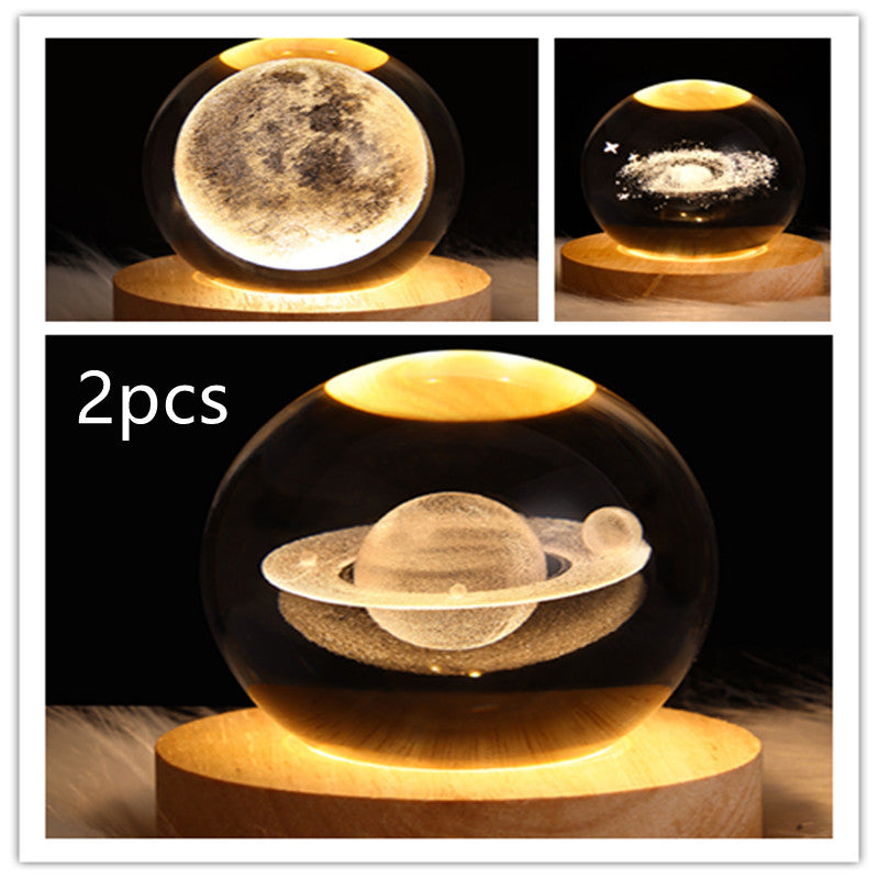 3D galaxy crystal ball LED night light