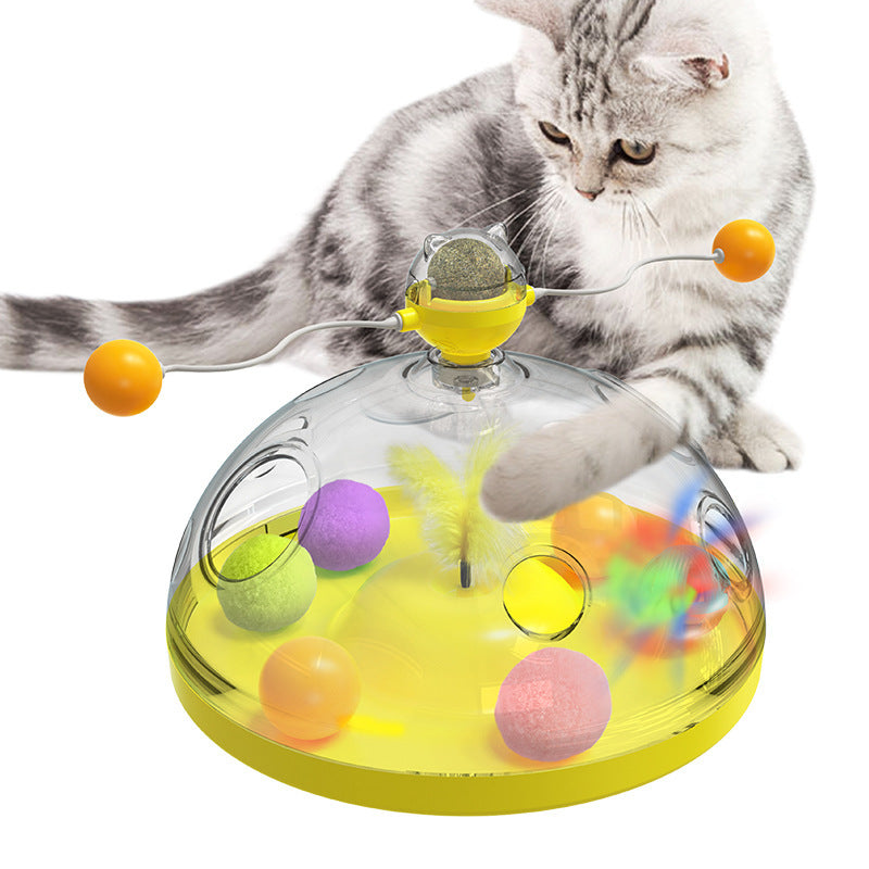Interactive Windmill Cat Toy with Catnip and Luminous Ball