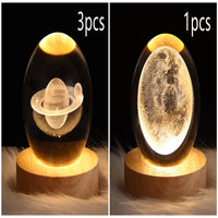 3D galaxy crystal ball LED night light
