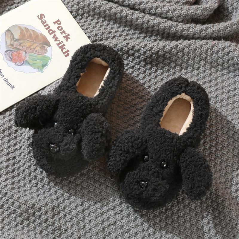 Winter warm dog plush slippers for women.