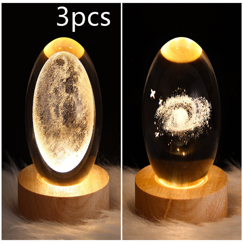 3D galaxy crystal ball LED night light