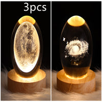 3D galaxy crystal ball LED night light