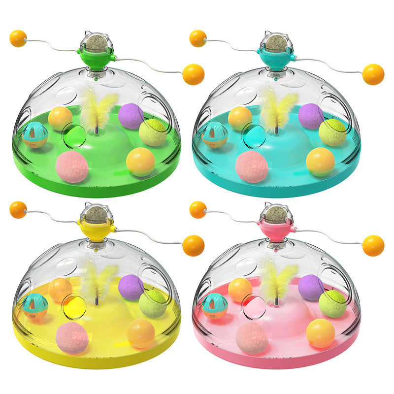 Interactive Windmill Cat Toy with Catnip and Luminous Ball
