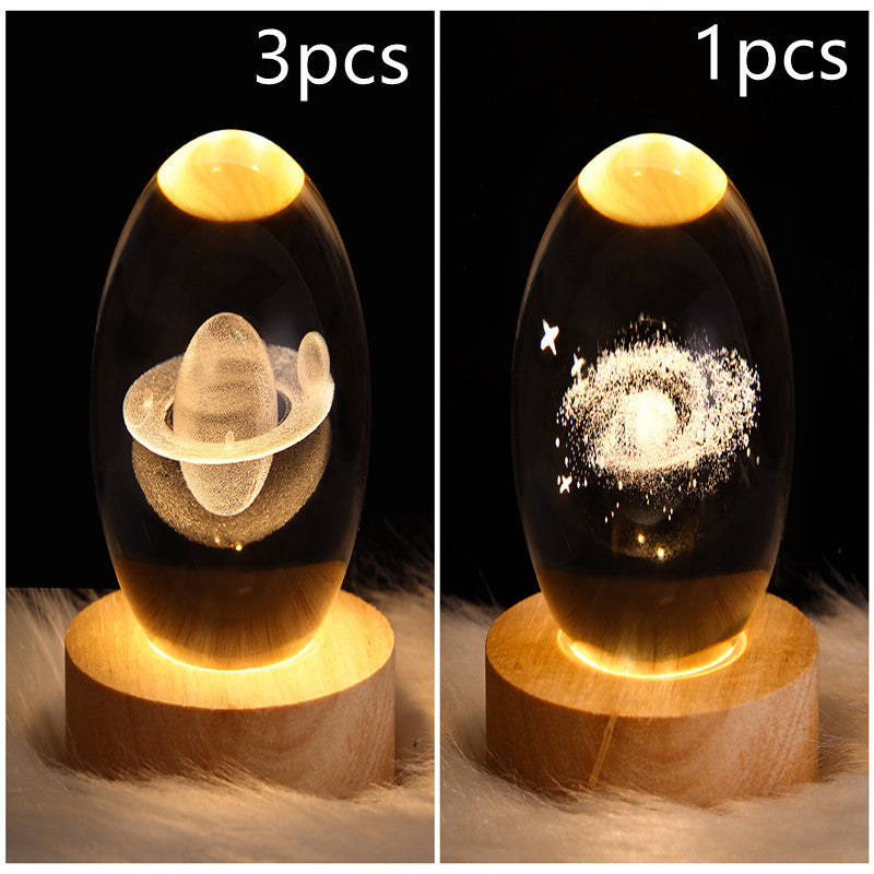 3D galaxy crystal ball LED night light