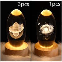 3D galaxy crystal ball LED night light