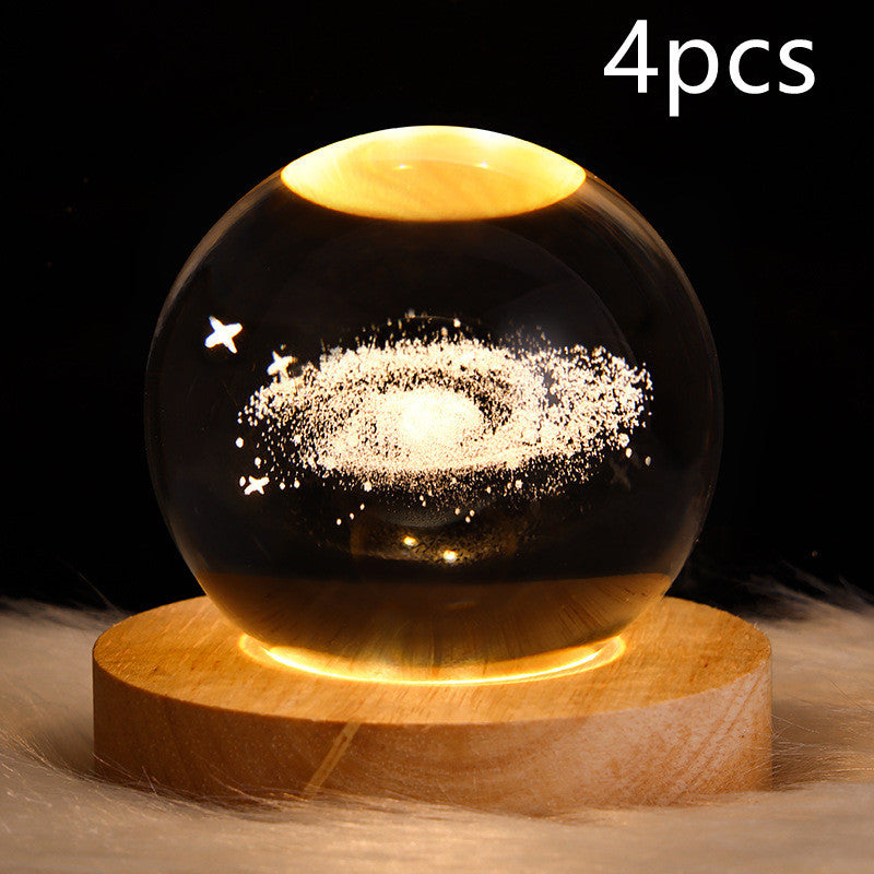 3D galaxy crystal ball LED night light