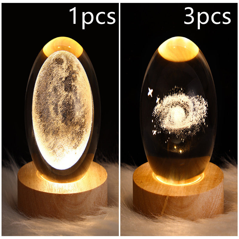 3D galaxy crystal ball LED night light
