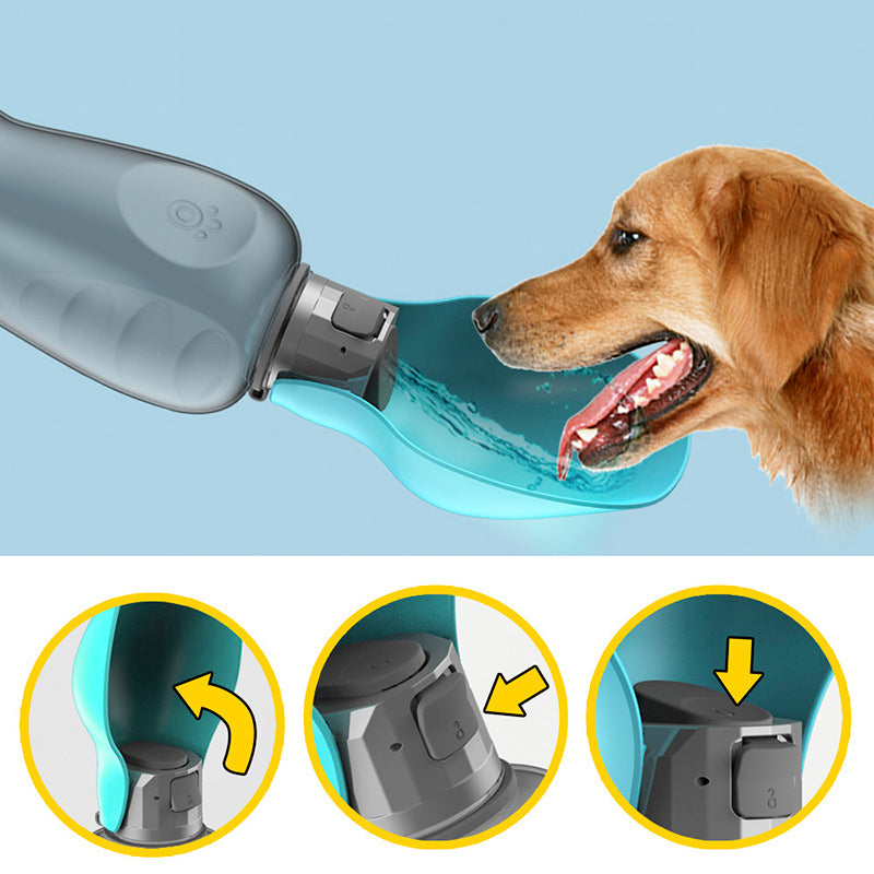 Portable 800ml dog water bottle.